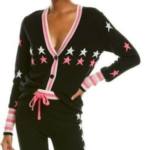 Scott & Scott London Womens Black Pink White Pure Cashmere Star Print ~ L